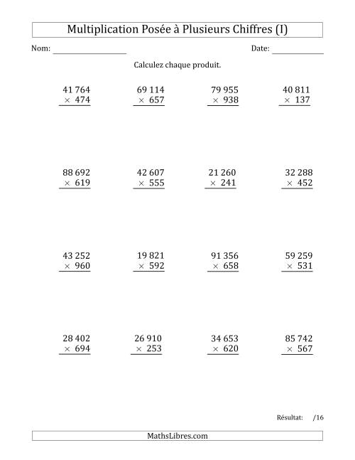 Multiplication d'un Nombre à 5 Chiffres par un Nombre à 3 Chiffres avec une Espace comme Séparateur de Milliers (I)