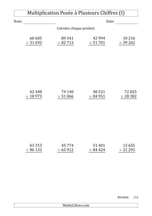 Multiplication d'un Nombre à 5 Chiffres par un Nombre à 5 Chiffres avec une Espace comme Séparateur de Milliers (I)