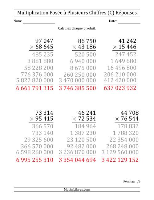 Multiplication d'un Nombre à 5 Chiffres par un Nombre à 5 Chiffres (Gros Caractère) avec une Espace comme Séparateur de Milliers (C) page 2