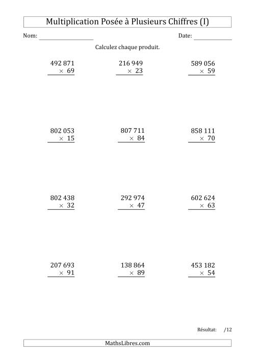 Multiplication d'un Nombre à 6 Chiffres par un Nombre à 2 Chiffres avec une Espace comme Séparateur de Milliers (I)