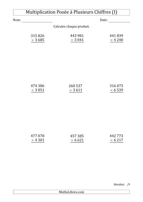 Multiplication d'un Nombre à 6 Chiffres par un Nombre à 4 Chiffres avec une Espace comme Séparateur de Milliers (I)