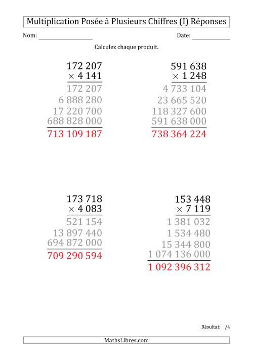 Multiplication d'un Nombre à 6 Chiffres par un Nombre à 4 Chiffres (Gros Caractère) avec une Espace comme Séparateur de Milliers (I) page 2