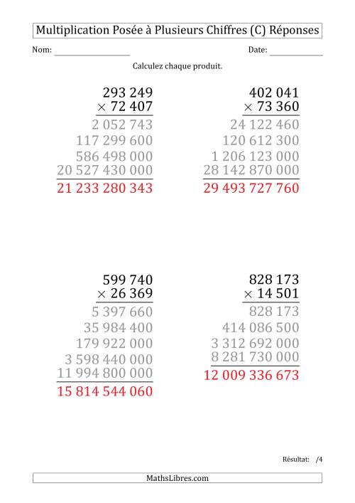 Multiplication d'un Nombre à 6 Chiffres par un Nombre à 5 Chiffres (Gros Caractère) avec une Espace comme Séparateur de Milliers (C) page 2