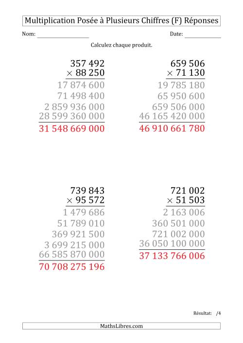 Multiplication d'un Nombre à 6 Chiffres par un Nombre à 5 Chiffres (Gros Caractère) avec une Espace comme Séparateur de Milliers (F) page 2