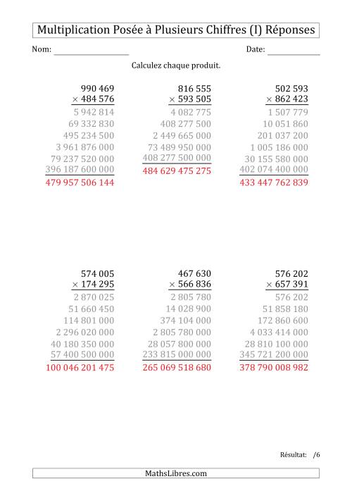 Multiplication d'un Nombre à 6 Chiffres par un Nombre à 6 Chiffres avec une Espace comme Séparateur de Milliers (I) page 2