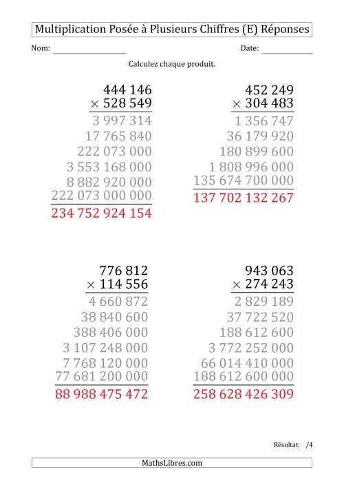 Multiplication d'un Nombre à 6 Chiffres par un Nombre à 6 Chiffres (Gros Caractère) avec une Espace comme Séparateur de Milliers (E) page 2