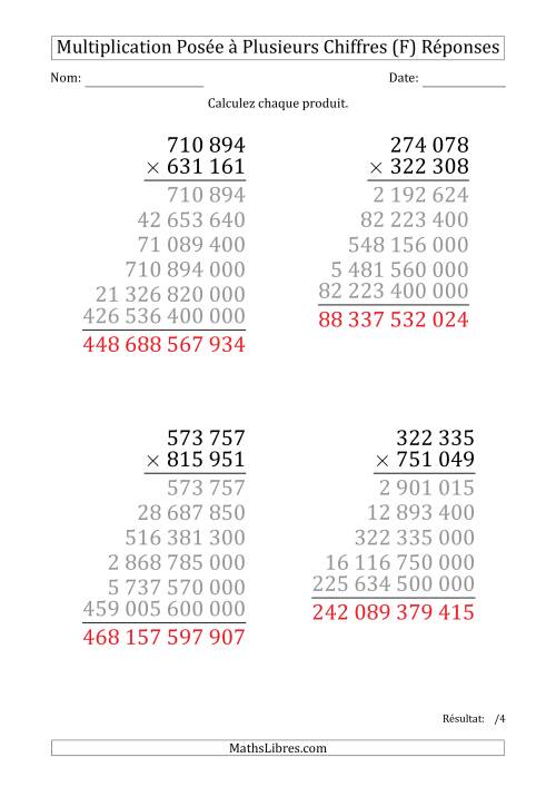 Multiplication d'un Nombre à 6 Chiffres par un Nombre à 6 Chiffres (Gros Caractère) avec une Espace comme Séparateur de Milliers (F) page 2