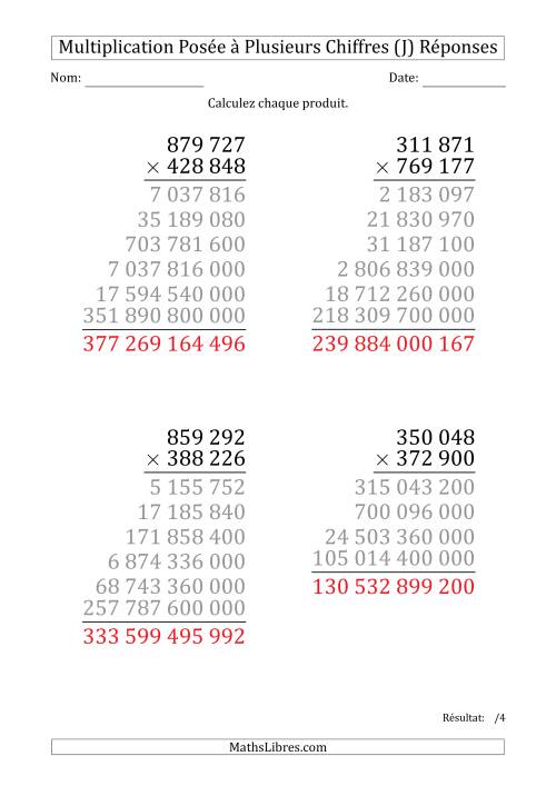 Multiplication d'un Nombre à 6 Chiffres par un Nombre à 6 Chiffres (Gros Caractère) avec une Espace comme Séparateur de Milliers (J) page 2