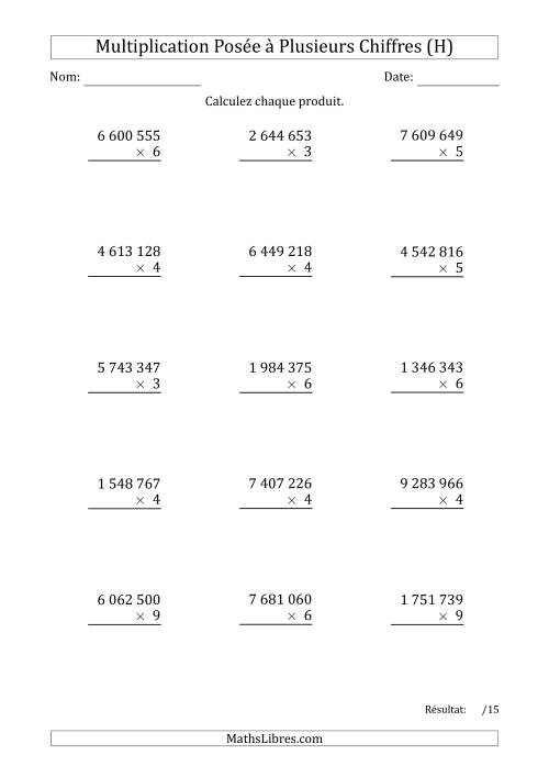 Multiplication d'un Nombre à 7 Chiffres par un Nombre à 1 Chiffre avec une Espace comme Séparateur de Milliers (H)