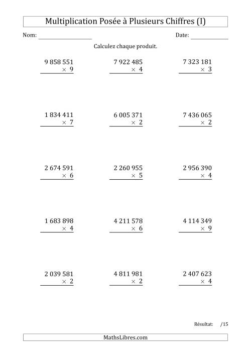 Multiplication d'un Nombre à 7 Chiffres par un Nombre à 1 Chiffre avec une Espace comme Séparateur de Milliers (I)