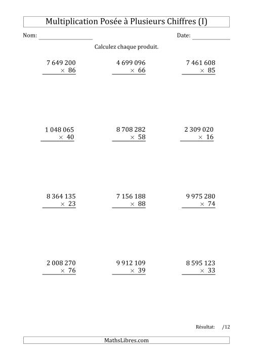 Multiplication d'un Nombre à 7 Chiffres par un Nombre à 2 Chiffres avec une Espace comme Séparateur de Milliers (I)