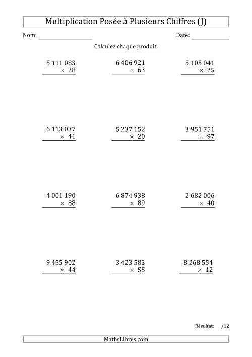 Multiplication d'un Nombre à 7 Chiffres par un Nombre à 2 Chiffres avec une Espace comme Séparateur de Milliers (J)