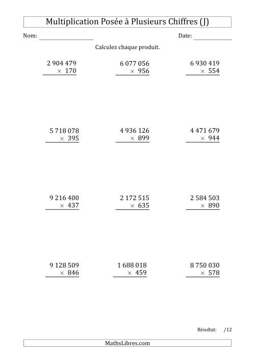 Multiplication d'un Nombre à 7 Chiffres par un Nombre à 3 Chiffres avec une Espace comme Séparateur de Milliers (J)