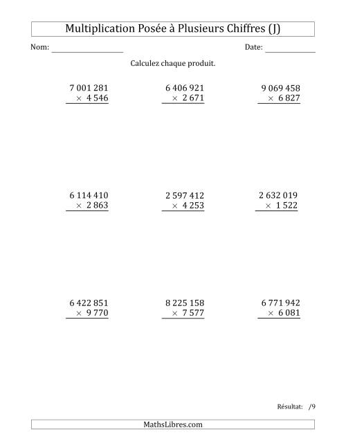 Multiplication d'un Nombre à 7 Chiffres par un Nombre à 4 Chiffres avec une Espace comme Séparateur de Milliers (J)