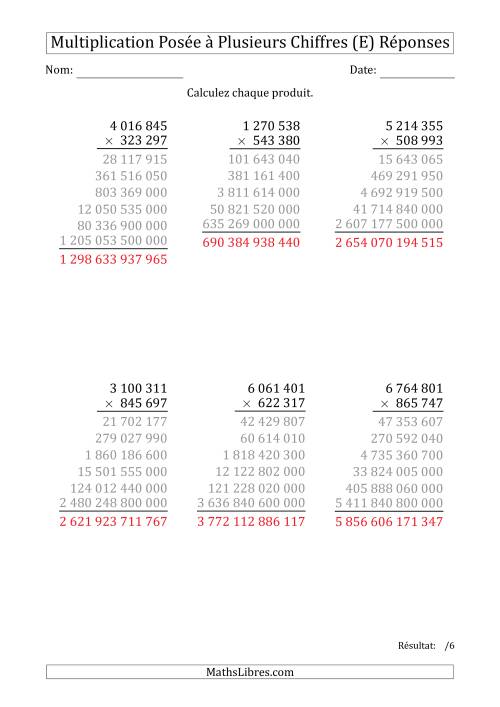 Multiplication d'un Nombre à 7 Chiffres par un Nombre à 6 Chiffres avec une Espace comme Séparateur de Milliers (E) page 2