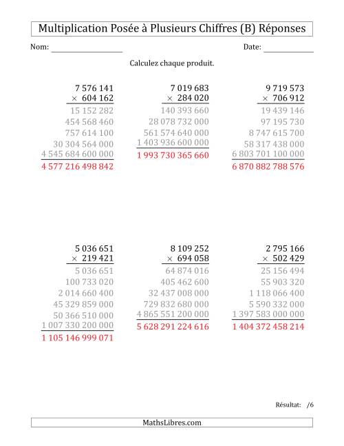 Multiplication d'un Nombre à 7 Chiffres par un Nombre à 6 Chiffres avec une Espace comme Séparateur de Milliers (B) page 2