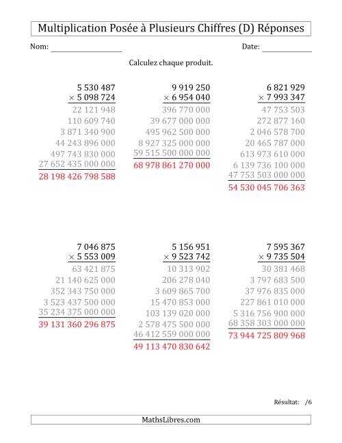 Multiplication d'un Nombre à 7 Chiffres par un Nombre à 7 Chiffres avec une Espace comme Séparateur de Milliers (D) page 2