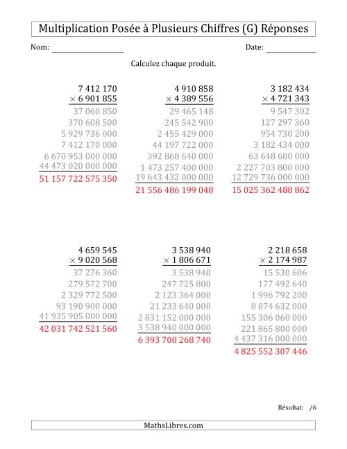 Multiplication d'un Nombre à 7 Chiffres par un Nombre à 7 Chiffres avec une Espace comme Séparateur de Milliers (G) page 2