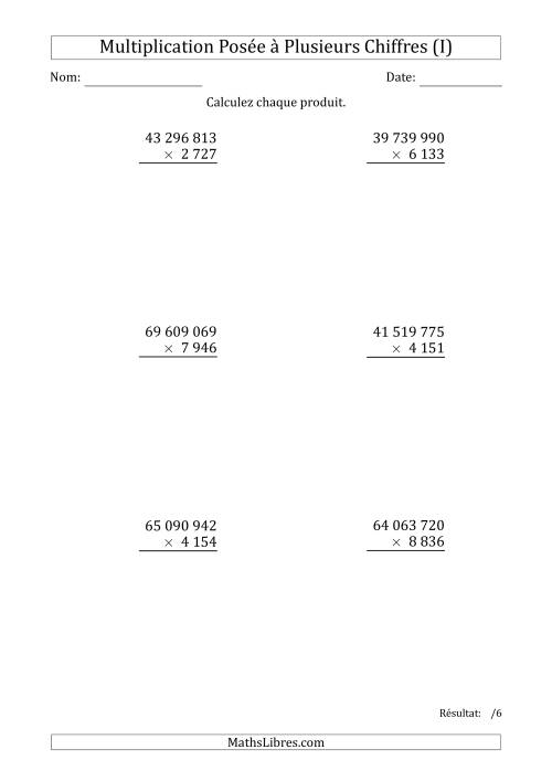 Multiplication d'un Nombre à 8 Chiffres par un Nombre à 4 Chiffres avec une Espace comme Séparateur de Milliers (I)