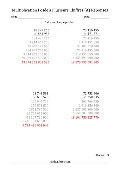 Multiplication d'un Nombre à 8 Chiffres par un Nombre à 6 Chiffres avec une Espace comme Séparateur de Milliers (A) page 2