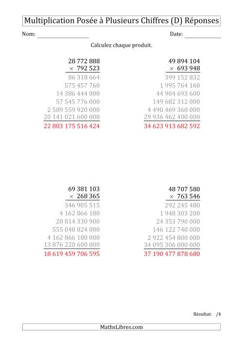Multiplication d'un Nombre à 8 Chiffres par un Nombre à 6 Chiffres avec une Espace comme Séparateur de Milliers (D) page 2