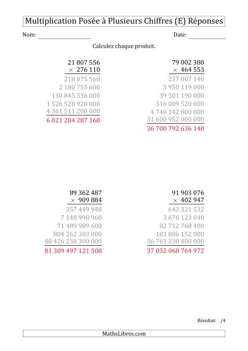 Multiplication d'un Nombre à 8 Chiffres par un Nombre à 6 Chiffres avec une Espace comme Séparateur de Milliers (E) page 2