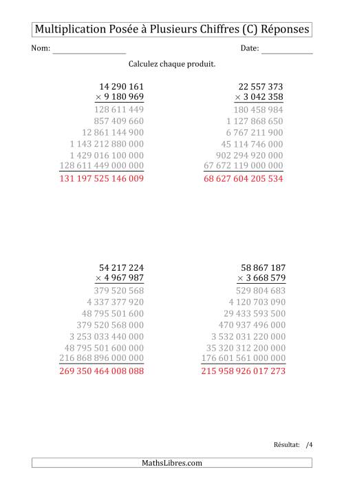 Multiplication d'un Nombre à 8 Chiffres par un Nombre à 7 Chiffres avec une Espace comme Séparateur de Milliers (C) page 2