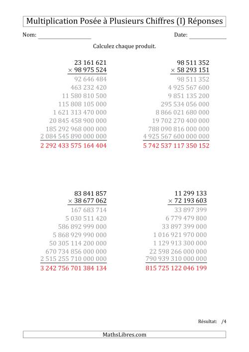 Multiplication d'un Nombre à 8 Chiffres par un Nombre à 8 Chiffres avec une Espace Comme Séparateur des Milliers (I) page 2