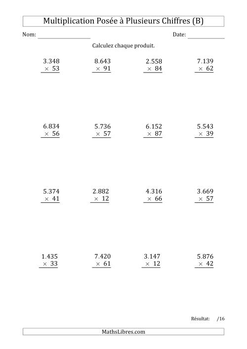 Multiplication d'un Nombre à 4 Chiffres par un Nombre à 2 Chiffres avec un Point comme Séparateur de Milliers (B)