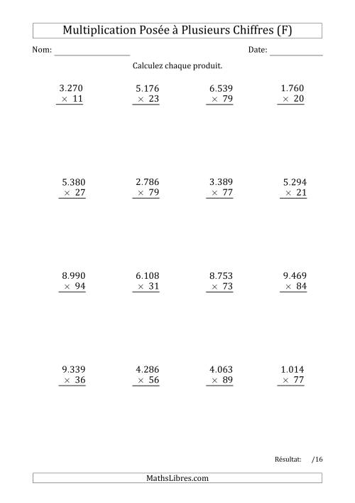 Multiplication d'un Nombre à 4 Chiffres par un Nombre à 2 Chiffres avec un Point comme Séparateur de Milliers (F)