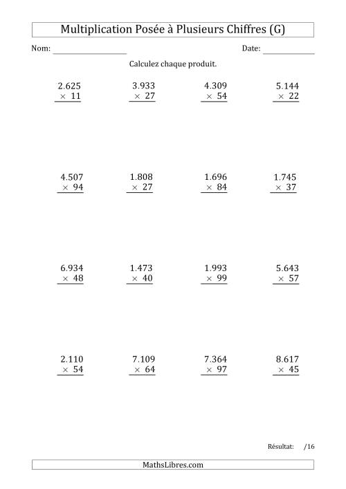 Multiplication d'un Nombre à 4 Chiffres par un Nombre à 2 Chiffres avec un Point comme Séparateur de Milliers (G)