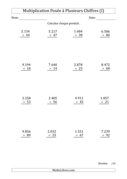Multiplication d'un Nombre à 4 Chiffres par un Nombre à 2 Chiffres avec un Point comme Séparateur de Milliers (I)
