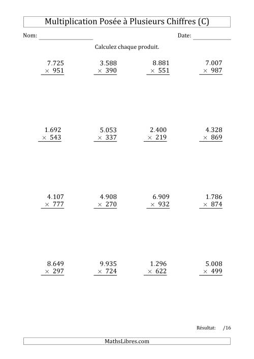 Multiplication d'un Nombre à 4 Chiffres par un Nombre à 3 Chiffres avec un Point comme Séparateur de Milliers (C)