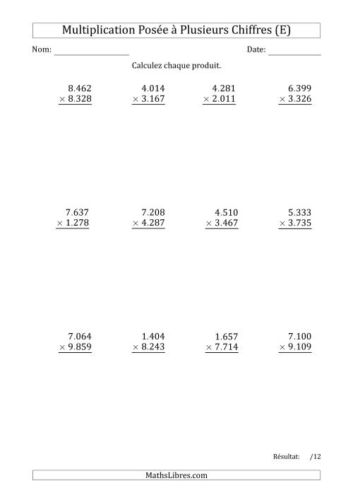 Multiplication d'un Nombre à 4 Chiffres par un Nombre à 4 Chiffres avec un Point comme Séparateur de Milliers (E)