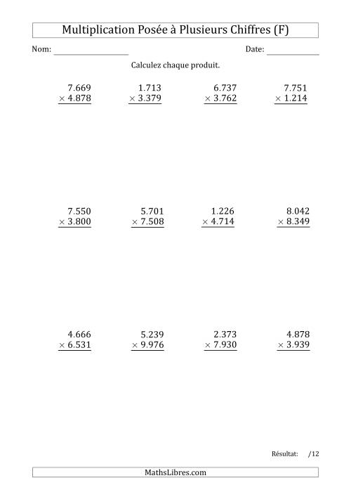 Multiplication d'un Nombre à 4 Chiffres par un Nombre à 4 Chiffres avec un Point comme Séparateur de Milliers (F)