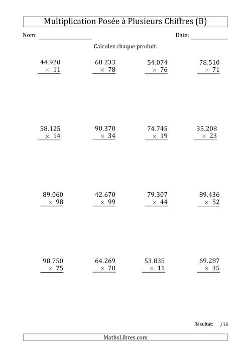 Multiplication d'un Nombre à 5 Chiffres par un Nombre à 2 Chiffres avec un Point comme Séparateur de Milliers (B)