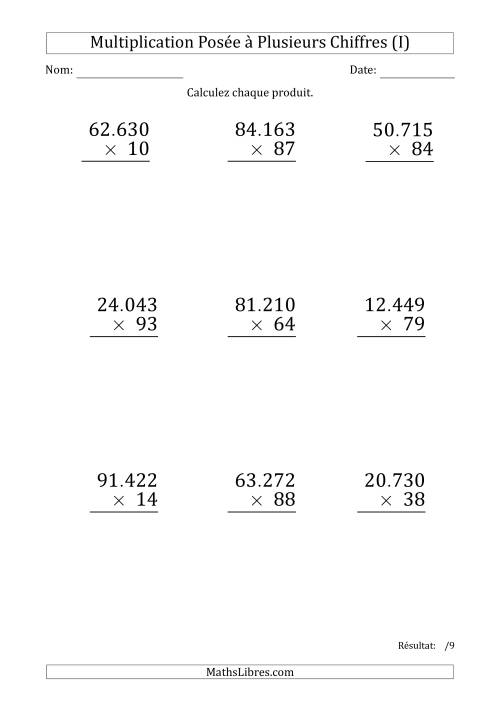 Multiplication d'un Nombre à 5 Chiffres par un Nombre à 2 Chiffres (Gros Caractère) avec un Point comme Séparateur de Milliers (I)