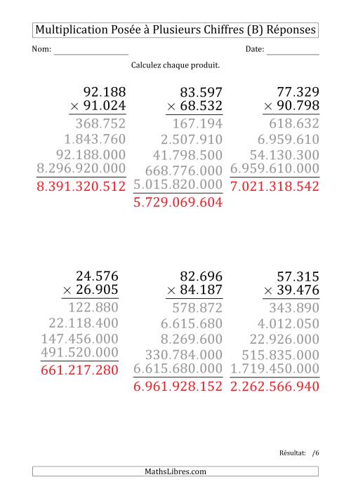 Multiplication d'un Nombre à 5 Chiffres par un Nombre à 5 Chiffres (Gros Caractère) avec un Point comme Séparateur de Milliers (B) page 2