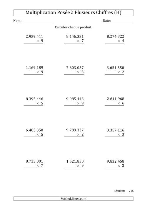 Multiplication d'un Nombre à 7 Chiffres par un Nombre à 1 Chiffre avec un Point comme Séparateur de Milliers (H)