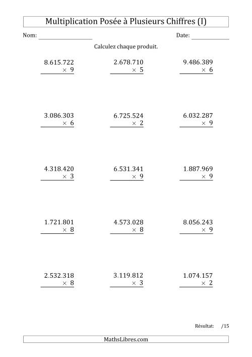 Multiplication d'un Nombre à 7 Chiffres par un Nombre à 1 Chiffre avec un Point comme Séparateur de Milliers (I)