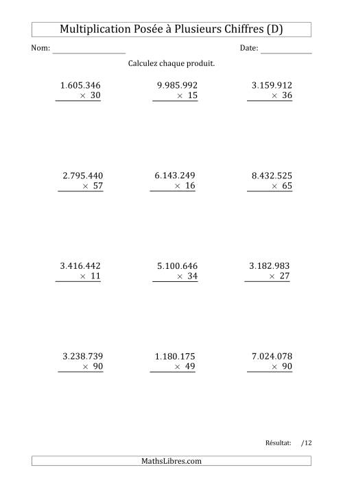 Multiplication d'un Nombre à 7 Chiffres par un Nombre à 2 Chiffres avec un Point comme Séparateur de Milliers (D)