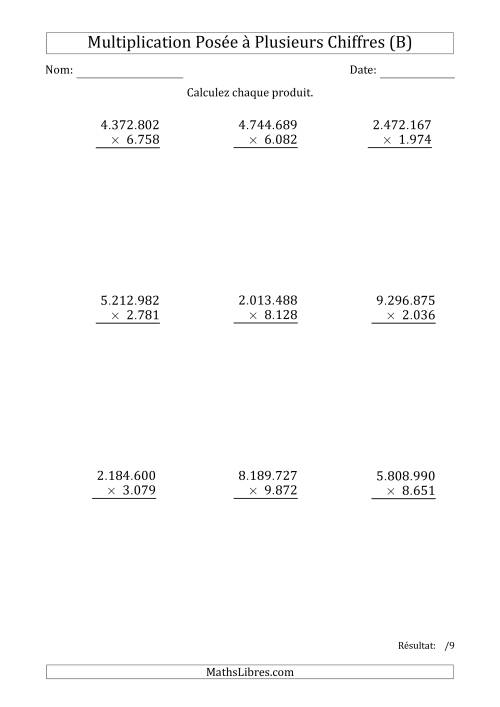 Multiplication d'un Nombre à 7 Chiffres par un Nombre à 4 Chiffres avec un Point comme Séparateur de Milliers (B)