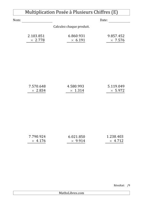 Multiplication d'un Nombre à 7 Chiffres par un Nombre à 4 Chiffres avec un Point comme Séparateur de Milliers (E)