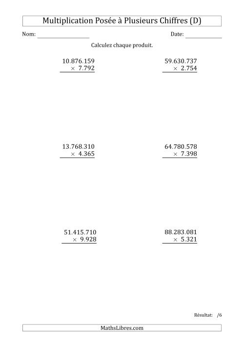 Multiplication d'un Nombre à 8 Chiffres par un Nombre à 4 Chiffres avec un Point comme Séparateur de Milliers (D)