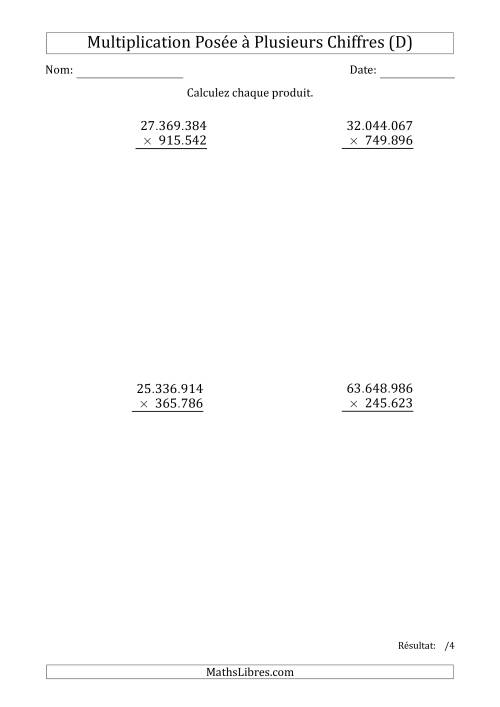 Multiplication d'un Nombre à 8 Chiffres par un Nombre à 6 Chiffres avec un Point comme Séparateur de Milliers (D)