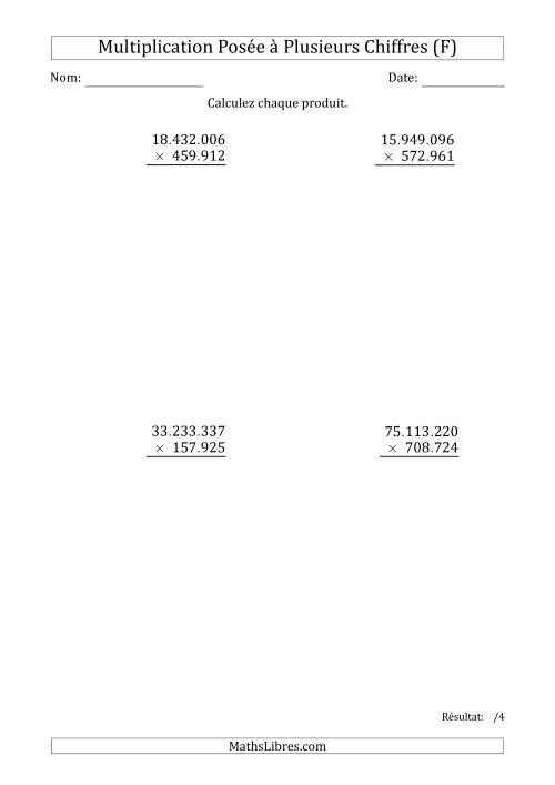 Multiplication d'un Nombre à 8 Chiffres par un Nombre à 6 Chiffres avec un Point comme Séparateur de Milliers (F)