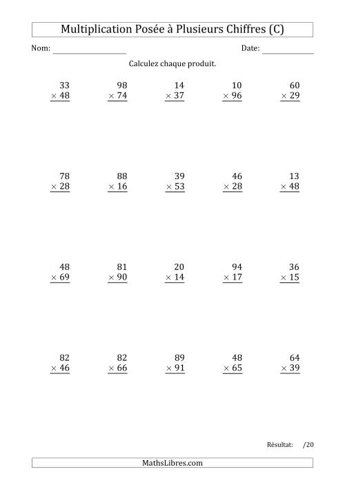 Multiplication d'un Nombre à 2 Chiffres par un Nombre à 2 Chiffres (C)