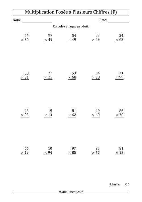 Multiplication d'un Nombre à 2 Chiffres par un Nombre à 2 Chiffres (F)