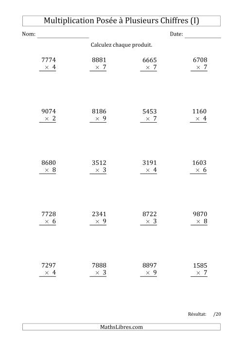 Multiplication d'un Nombre à 4 Chiffres par un Nombre à 1 Chiffre (I)