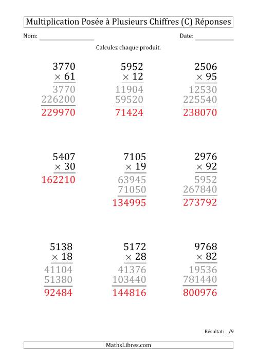 Multiplication d'un Nombre à 4 Chiffres par un Nombre à 2 Chiffres (Gros Caractère) (C) page 2